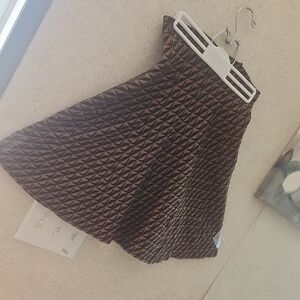Max Studio Brown Geometric Circle Skirt